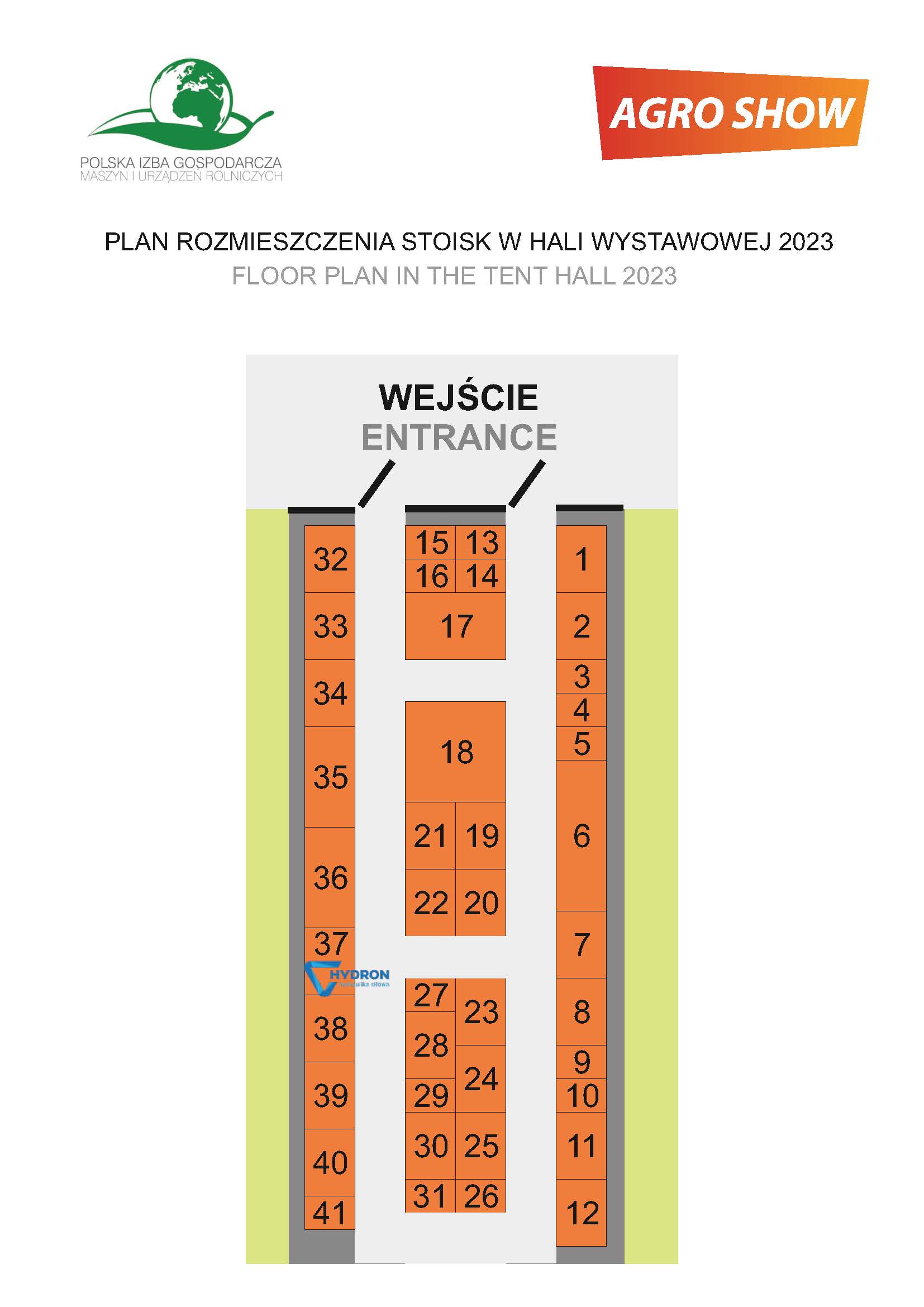 Plan hali wystawowej - targi bednary - hydron jako wystawca na targach